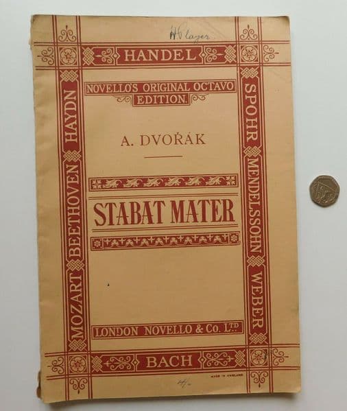 Dvorak Stabat Mater vocal score Novello Octavo Ed choir music book vintage 1930s
